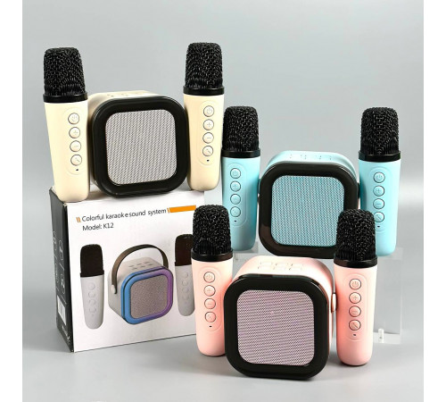 Колонка K12 з 2-ма мікрофонами Bluetooth, SD, RGB (9*9*7см)
