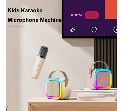 Колонка K12 з 2-ма мікрофонами Bluetooth, SD, RGB (9*9*7см)