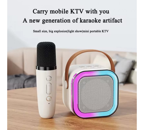 Колонка K12 з 2-ма мікрофонами Bluetooth, SD, RGB (9*9*7см)