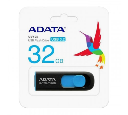 Флеш-накопичувач ADATA USB 3.2  UV 128 32Gb Black/Blue (AUV128-32G-RBE)