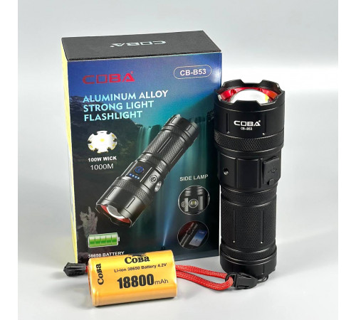 Ліхтар CB-B53-TG White light (3 акумулятори 18650, Power Bank, індикація заряду, Zoom, Type-C)