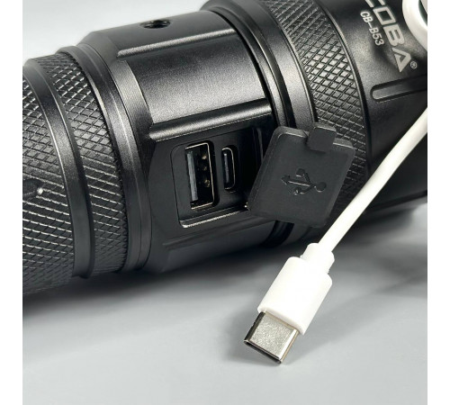 Ліхтар CB-B53-TG White light (3 акумулятори 18650, Power Bank, індикація заряду, Zoom, Type-C)