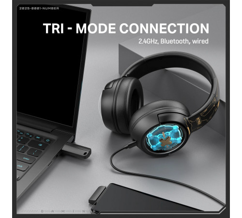 Навушники Onikuma GT802 Gaming з 3ма режимами (Bluetooth 5.4, дротове, 2.4G)