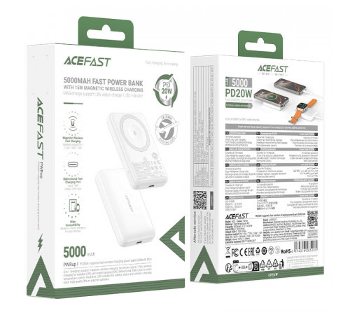 УМБ Power Bank AceFast M25 5000mAh PD20W з бездротовою зарядкою