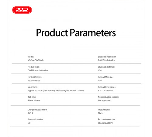 Бездротові навушники XO G46 Leather Grain Ear Clip OWS