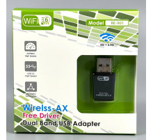 USB WiFi 6 Адаптер RE-901 с поддержкой двух диапазонов 2.4G-5G, скорость до 600Mbps USB2.0