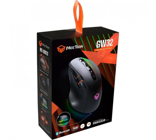 Мишка Games бездротова Meetion GW32 RGB 7 Keys, BT+USB, 8000dpi