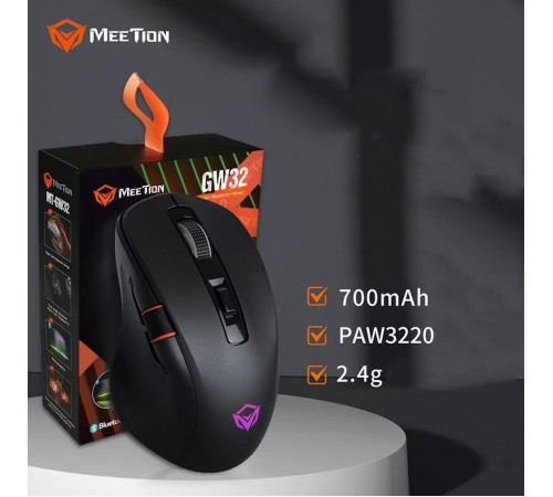 Мишка Games бездротова Meetion GW32 RGB 7 Keys, BT+USB, 8000dpi