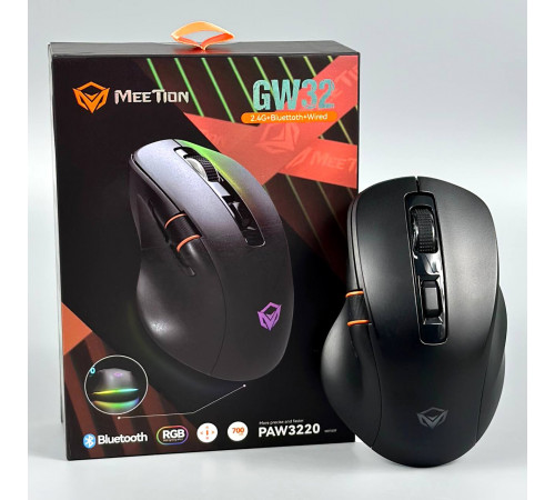 Мишка Games бездротова Meetion GW32 RGB 7 Keys, BT+USB, 8000dpi