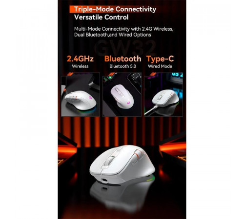 Мишка Games бездротова Meetion GW32 RGB 7 Keys, BT+USB, 8000dpi