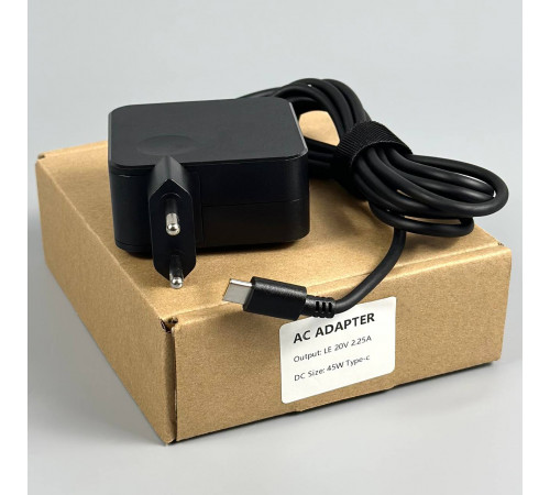 Мережевий зарядний пристрій для ноутбука 45W, 20V, 2.25A з вбудованим кабелем Type-C