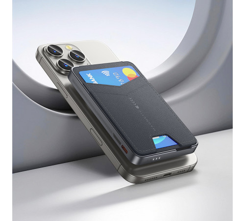 УМБ Power Bank Hoco Q46 Title 5000mAh PD20W з кардхолдером, підставкою та бездротовою зарядкою (15W)