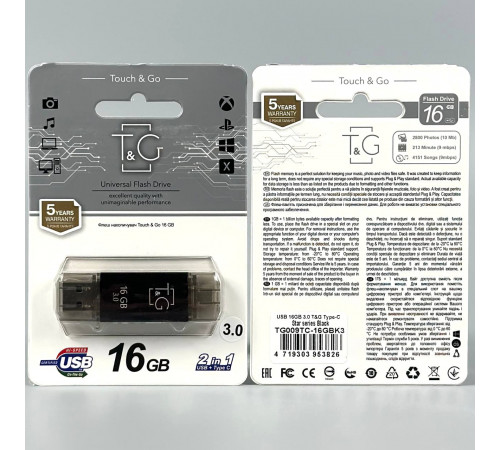 USB флеш T&G 16Gb Star 009 (USB+Type-C) USB3.0 Швидкісна