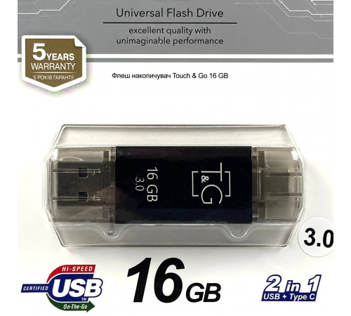 USB флеш T&G 16Gb Star 009 (USB+Type-C) USB3.0 Швидкісна