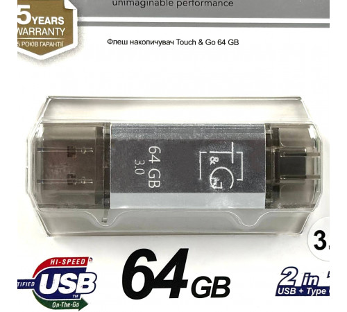 USB флеш T&G 64Gb Star 009 (USB+Type-C) USB3.0 Швидкісна