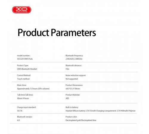 Бездротові навушники XO G43 OWS