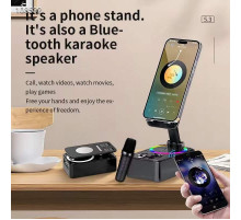 Блогер Подставка для телефона,динамик для караоке 2микрофа 3цвет Microphone speaker set	 K18-2(50