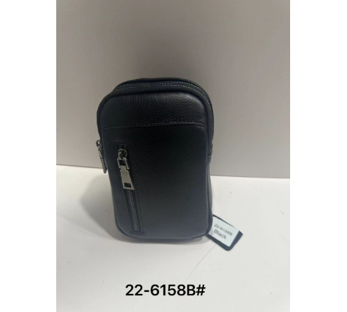 Сумка    Мужская Черная  Backpack for men  JASPER  Кожа 	22-6158b¶  (100)