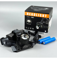 Ліхтар налобний 8505 PM10-4TG White, Yellow, Blue, Red light (2*18650, Type-C, Zoom)