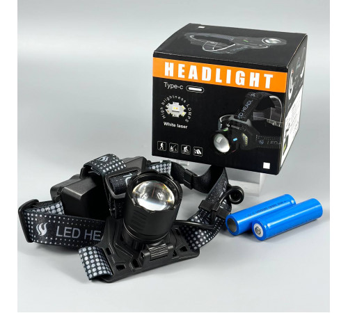 Ліхтар налобний 8505 PM10-4TG White, Yellow, Blue, Red light (2*18650, Type-C, Zoom)