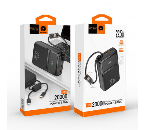 УМБ Power Bank WUW Y159 20000mAh PD20W+22.5W (with cable Type-C+Lightning)