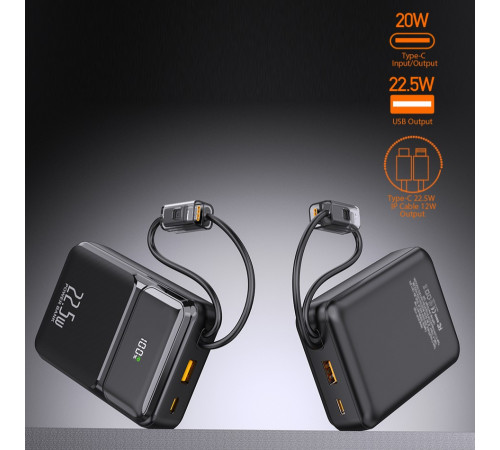 УМБ Power Bank WUW Y159 20000mAh PD20W+22.5W (with cable Type-C+Lightning)