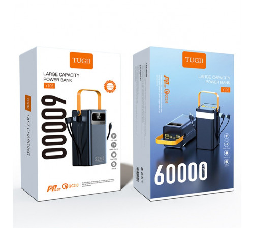 УМБ Power Bank WUW TUGII Y106 60000mAh PD22.5W+QC3.0 (with cable Lightning+Micro+Type-C+USB)