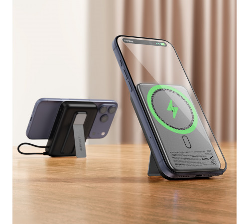 УМБ Power Bank AceFast M24 10000mAh 22.5W з бездротовою зарядкою та підставкою (with cable Type-C)