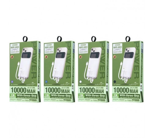 УМБ Power Bank Remax RPP-683 Reyluck Series 10000mAh 2.1A (with cable Type-C+Lightning+USB)
