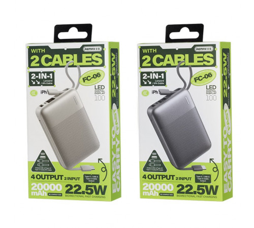 УМБ Power Bank Remax FC-06 20000mAh 22.5W (with cable Type-C+Lightning)