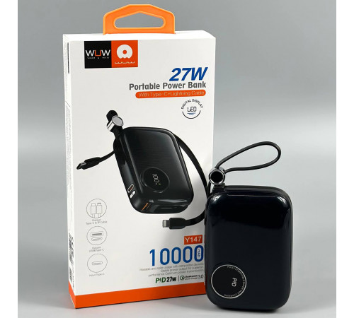 УМБ Power Bank WUW Y147 10000mAh PD27W (with cable Lightning+Type-C)