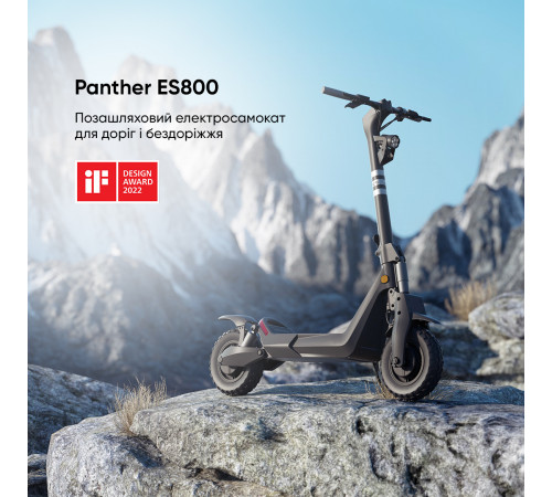 Електросамокат OKAI ES800 Panther Off-Road Black 12", 1500(3000)W, Dual Motor, 19.2Ah, 50km, 60km\h, 35%, NFC, App, 43kg (ES800-B)