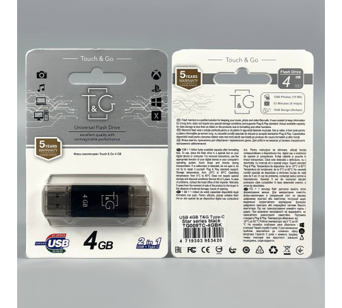USB флеш T&G 4Gb Star 009 (USB+Type-C)