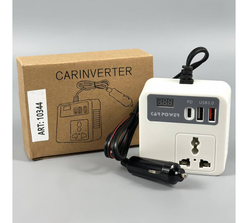 Автомобільний інвертор 12V-220V від прикурювача (USB, Type-C, LED дисплей)