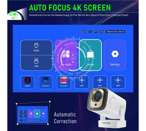 Проектор HY260 Pro (Android 11, 4K, 200 Ansi, Bluetooth + WiFi6, 1080P, 1Gb+8Gb)