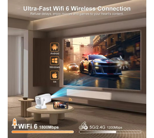Проектор HY260 Pro (Android 11, 4K, 200 Ansi, Bluetooth + WiFi6, 1080P, 1Gb+8Gb)