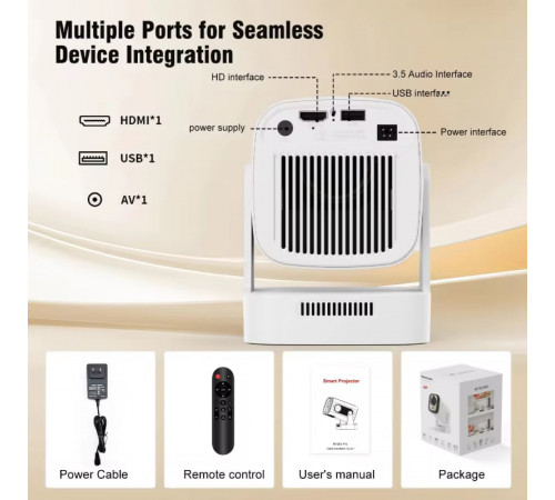 Проектор HY260 Pro (Android 11, 4K, 200 Ansi, Bluetooth + WiFi6, 1080P, 1Gb+8Gb)