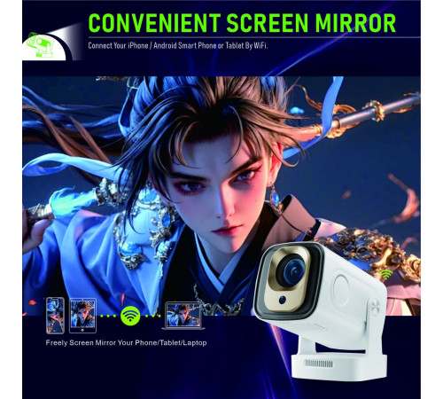 Проектор HY260 Pro (Android 11, 4K, 200 Ansi, Bluetooth + WiFi6, 1080P, 1Gb+8Gb)