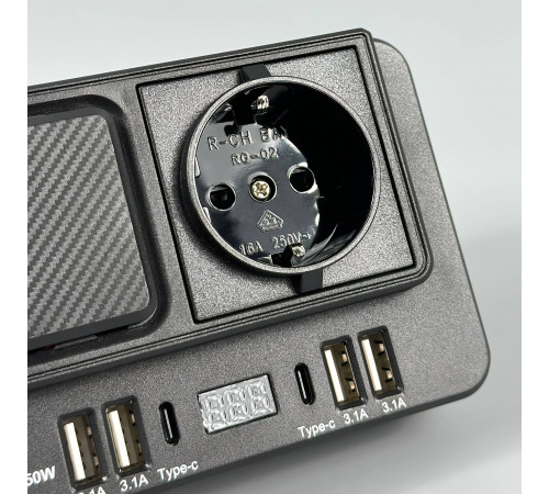 Автомобільний інвертор in-car 1668 150W (AC 2*220V, 4*USB, 2*Type-C, DC12V-24V)