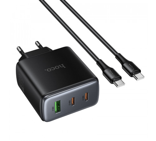 Мережевий зарядний пристрій Hoco C160A Upgrade GaN PD65W+QC3.0 Type-C to Type-C