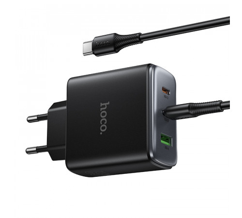 Мережевий зарядний пристрій Hoco C160A Upgrade GaN PD65W+QC3.0 Type-C to Type-C