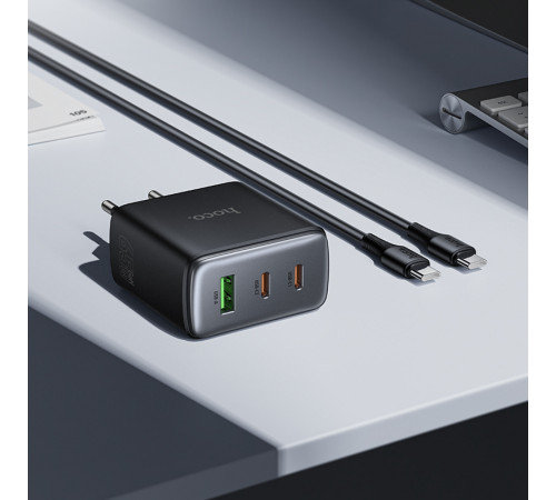 Мережевий зарядний пристрій Hoco C160A Upgrade GaN PD65W+QC3.0 Type-C to Type-C