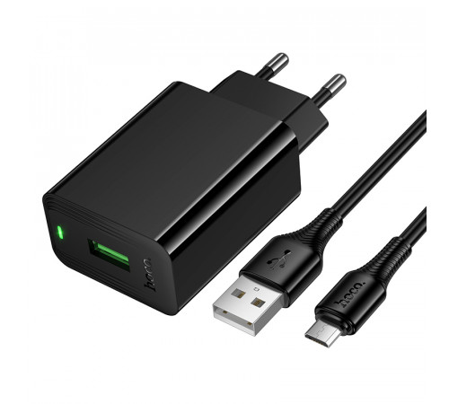 Мережевий зарядний пристрій Hoco CS92A Leader QC3.0 Micro