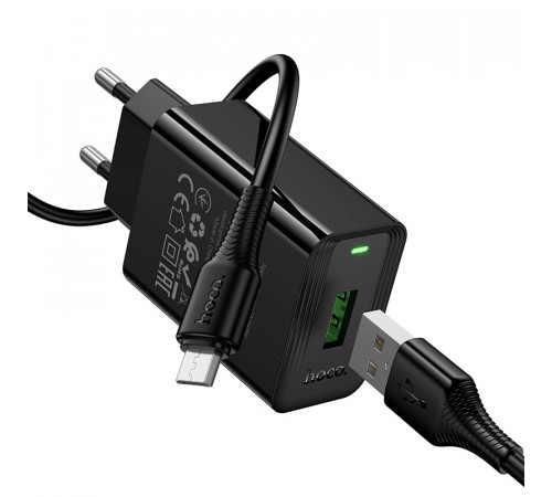 Мережевий зарядний пристрій Hoco CS92A Leader QC3.0 Micro