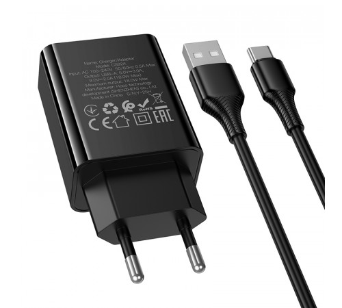 Мережевий зарядний пристрій Hoco CS92A Leader QC3.0 Type-C
