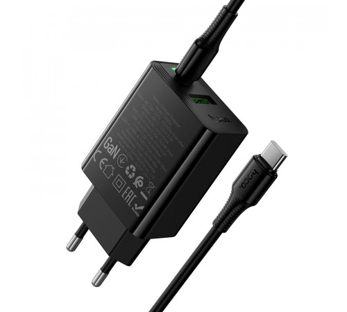 Мережевий зарядний пристрій Hoco CS95A Leader GaN PD30W+QC3.0 Type-C to Type-C