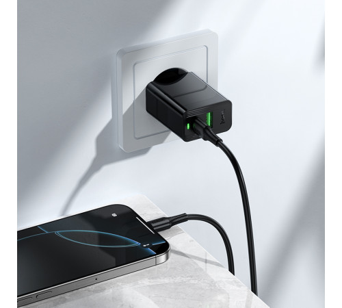 Мережевий зарядний пристрій Hoco CS95A Leader GaN PD30W+QC3.0