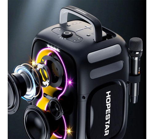 Колонка HOPESTAR PARTYONE CLUB з 2-ма мікрофонами 650W, 36000mAh (55,8*34,1*29,5 см)