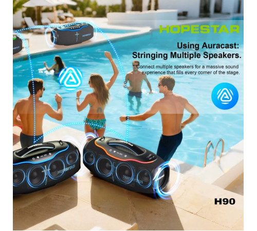 Колонка HOPESTAR H90 з мікрофоном 220W, 24000mAh (43,7*21,2*20,3 см)