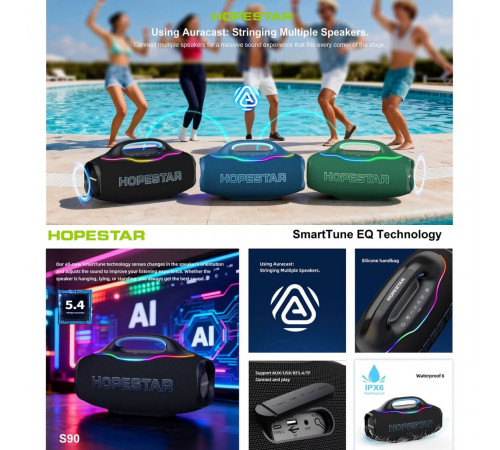 Колонка HOPESTAR S90 220W, 24000mAh (43,7*25,1*20,2 см)